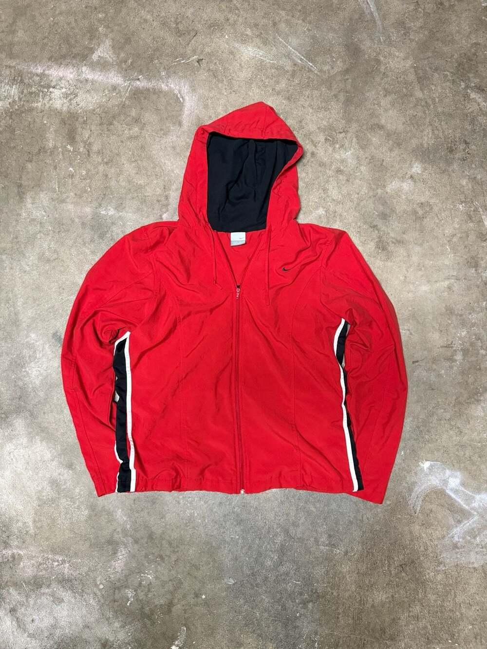 Nike Vintage Lightweight Zip-Up Windbreaker Hoodie with Contrast Side Stripes
